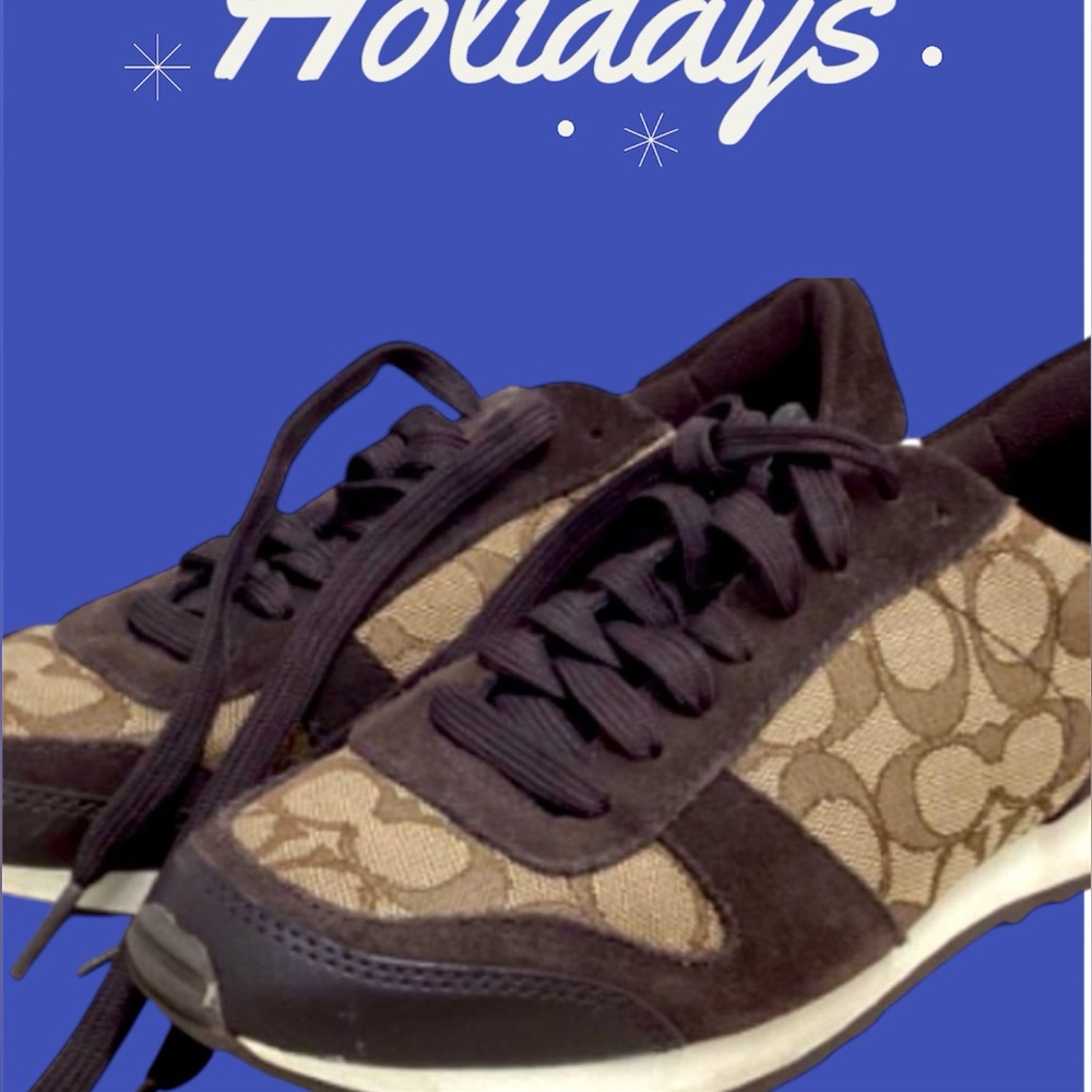 New Coach Women’s Signature Jacquard Leather Suede Designer Running Sneakers